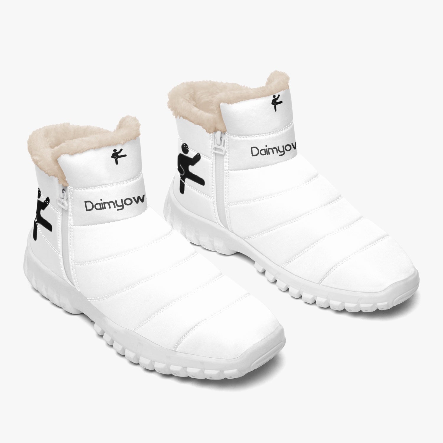 Daimyowear Cotton-Lined Fur Zip-Up Boots for Ladies and Men
