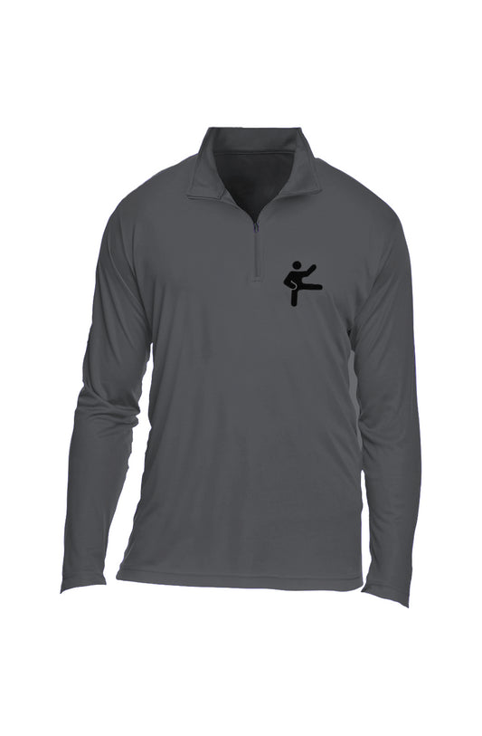 Quarter-Zip Grey with Black Logo