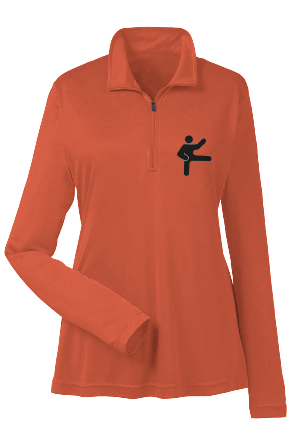 Daimyowear Ladies Quarter-Zip with embroidered logo in White, Maroon, and Orange